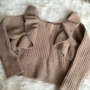 NWOT Flounced Ruffle Square Neck Knit Sweater